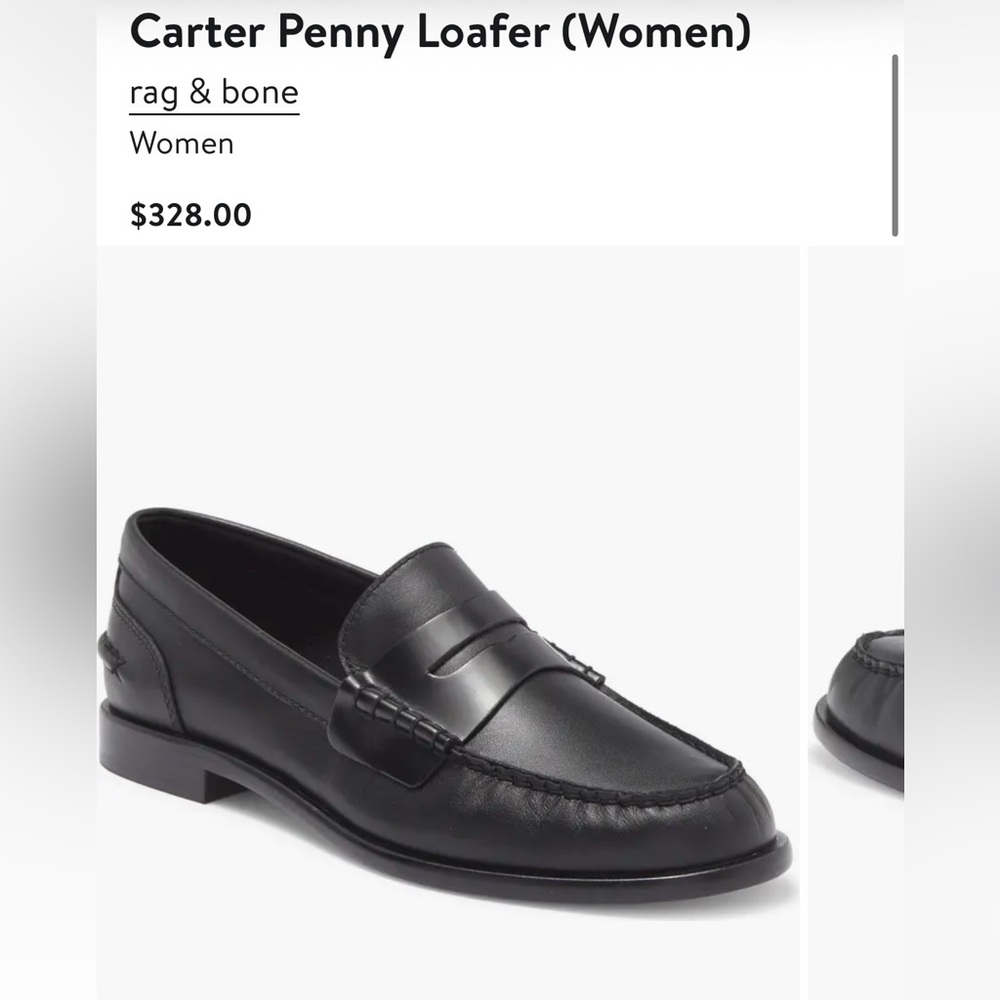 rag & bone Black Leather Penny Loafers